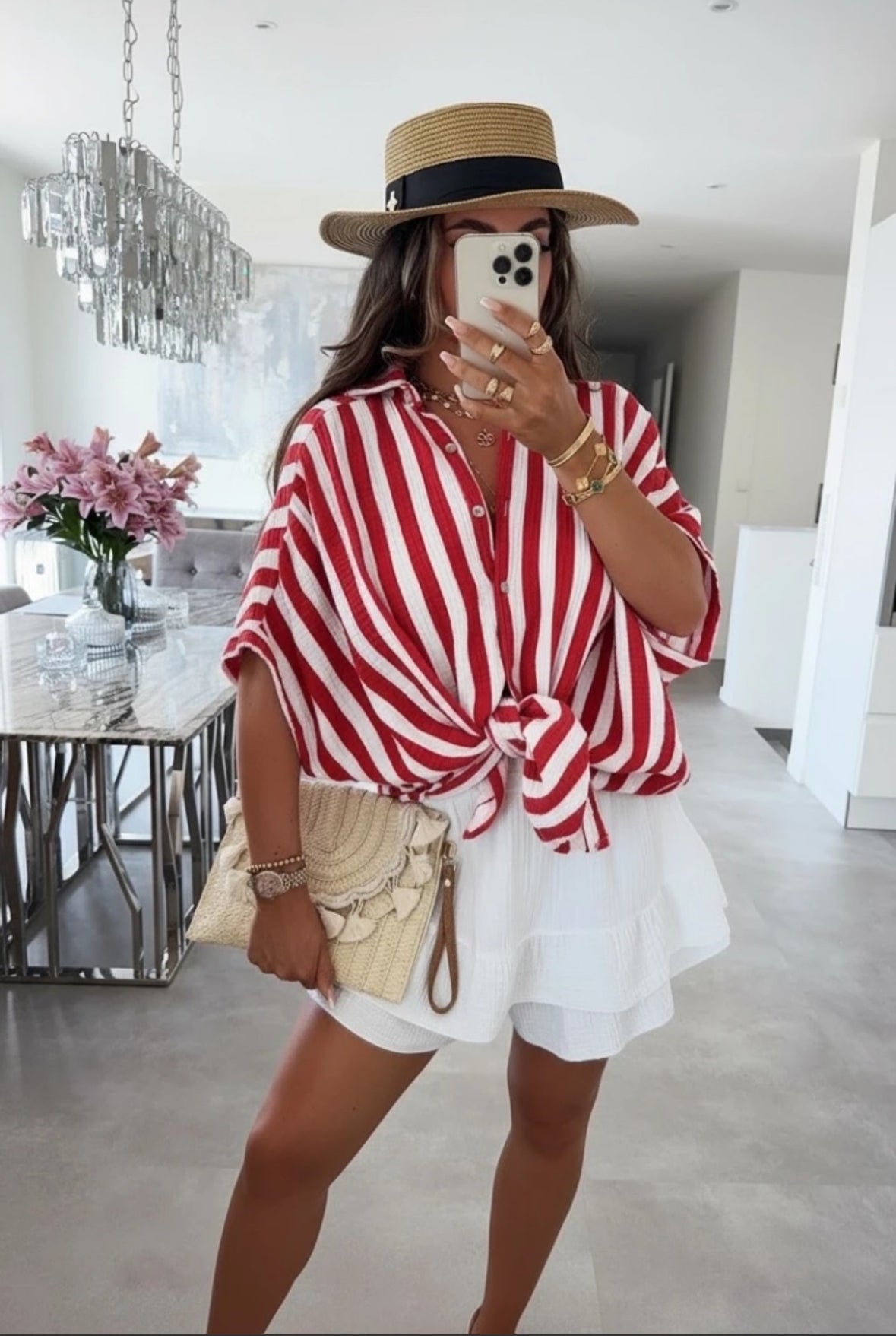 Chemise gaze de coton à rayures